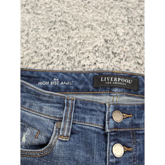 Liverpool Jeans Women 4 Blue Skinny High Rise Ankle Stretch Distressed Casual - Picture 4 of 11